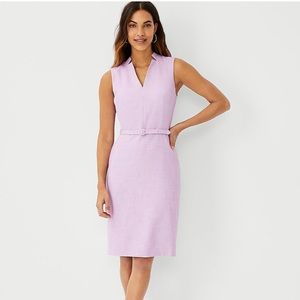 Ann Taylor Belted Sheath Dress with Split Neck - Light Blue - Size 4